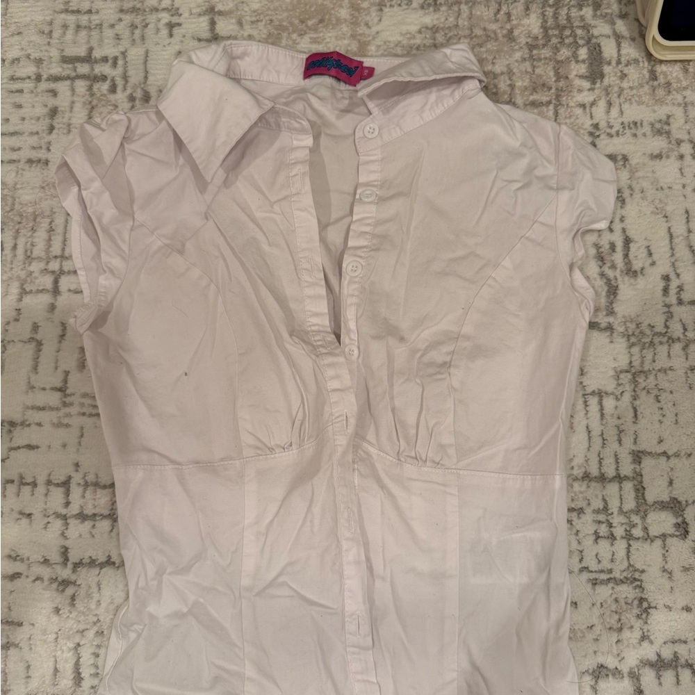 EDIKTED White Cap-Sleeve Button Front Women's Top